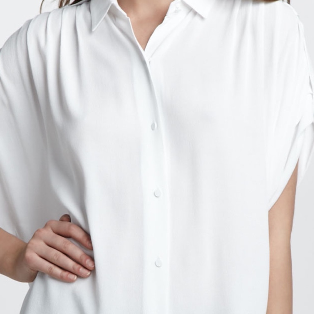 DVF Karin top, cap sleeve, tunic, white,size small